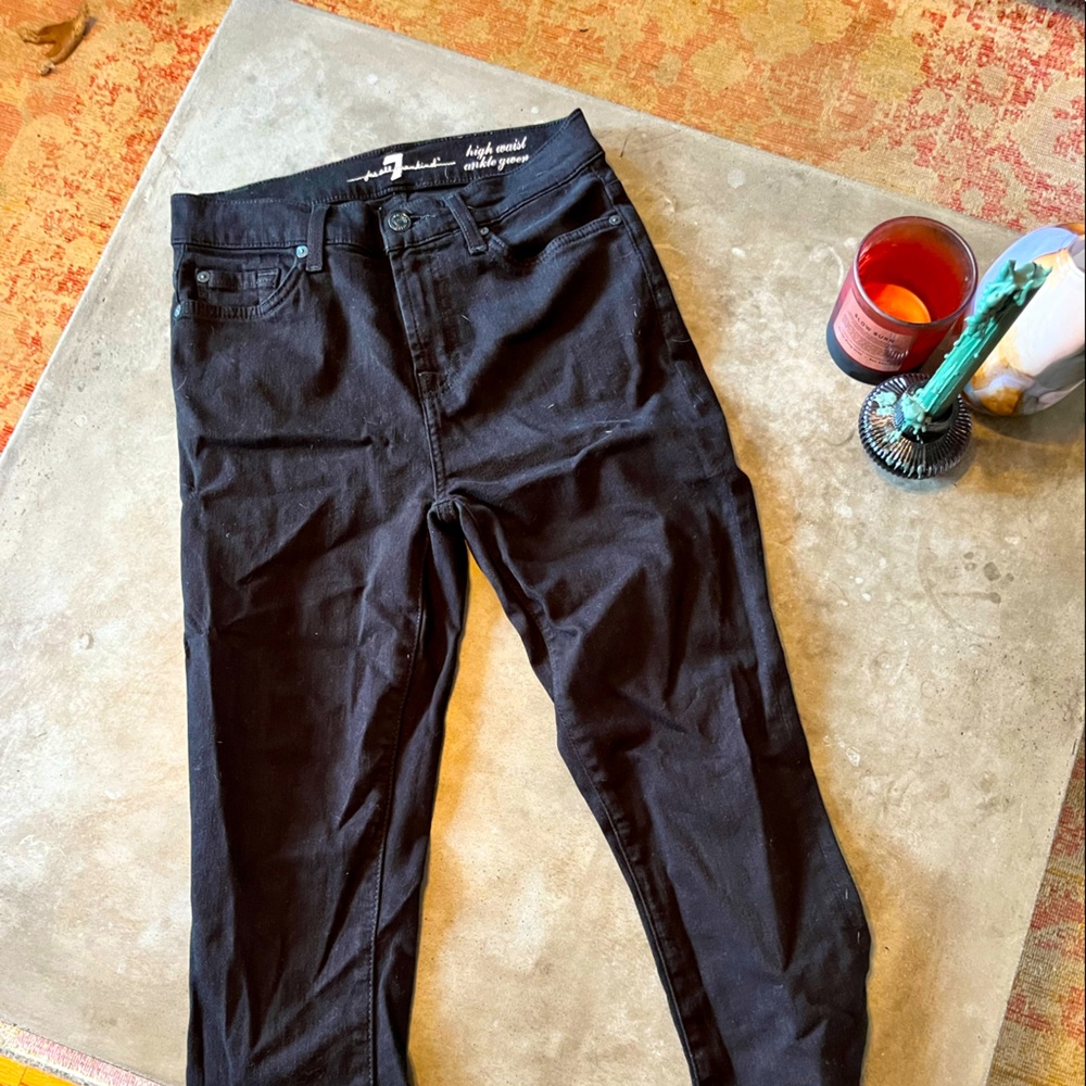 7 for all Mankind Black Skinny Ankle Jean